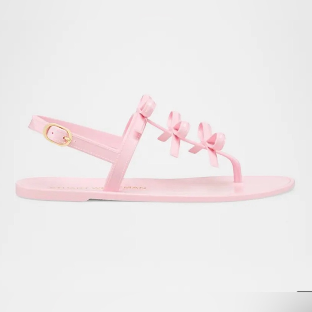 NWB Women’s Size 8 (Euro 39) Stuart Weitzman Felicity Bow Jelly Sandals In Pink